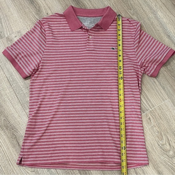 Vineyard Vines Short Sleeve Edgartown Polo Shirt Medium Pink White Striped NWOT - Picture 2 of 4